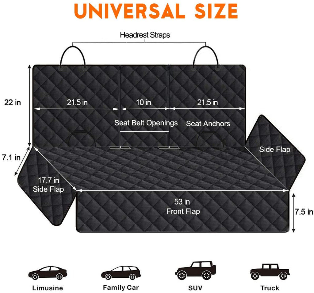 Dog Car Seat Cover – Waterproof, Non-Slip Back Seat Protector for Cars, Trucks & SUVs