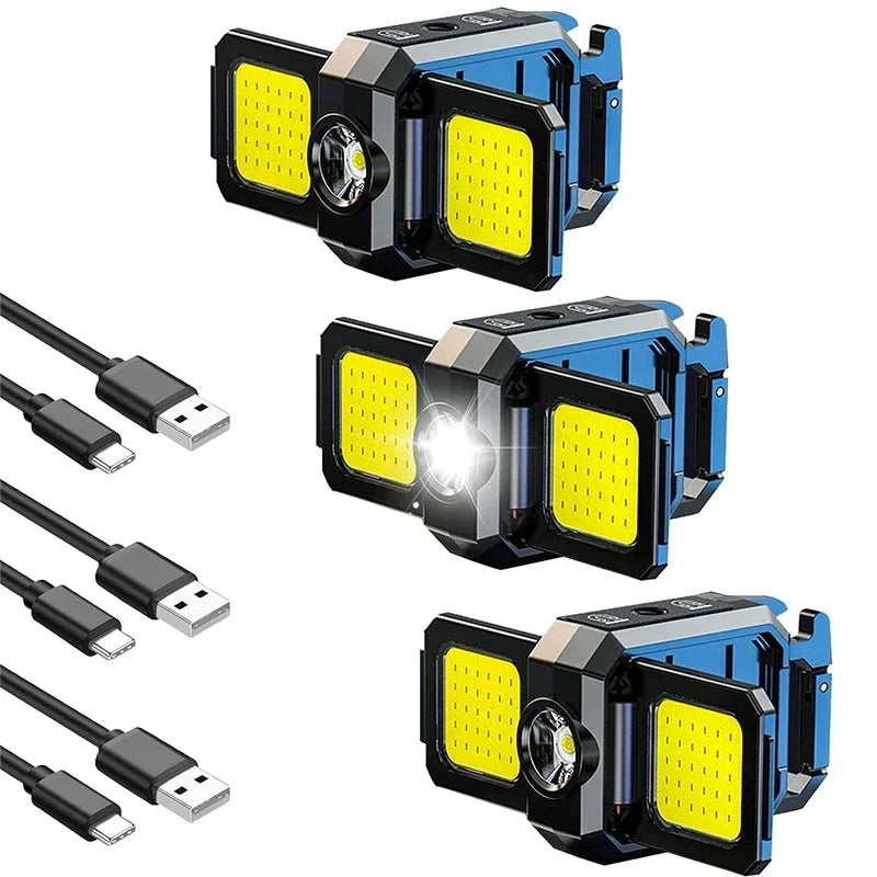 Mini Rechargeable Keychain Flashlight – 1000LM COB Work Light with Magnet, Bottle Opener & Foldable Design