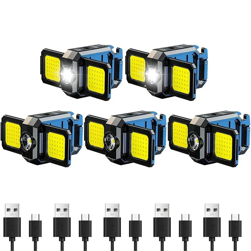 Mini Rechargeable Keychain Flashlight – 1000LM COB Work Light with Magnet, Bottle Opener & Foldable Design