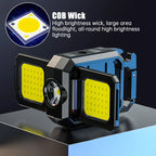 Mini Rechargeable Keychain Flashlight – 1000LM COB Work Light with Magnet, Bottle Opener & Foldable Design
