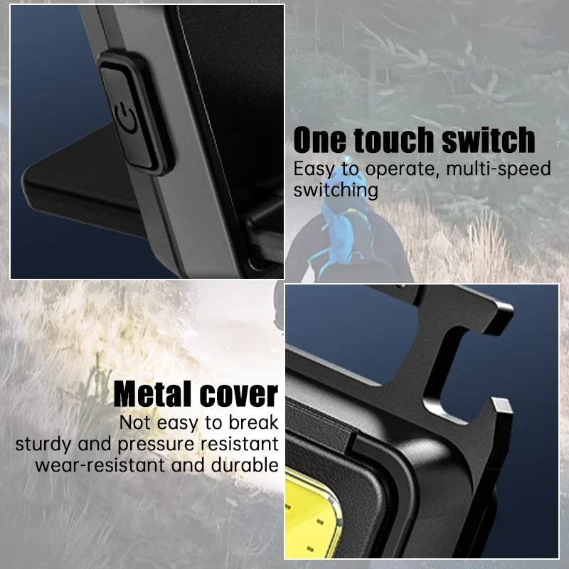 Mini Rechargeable Keychain Flashlight – 1000LM COB Work Light with Magnet, Bottle Opener & Foldable Design