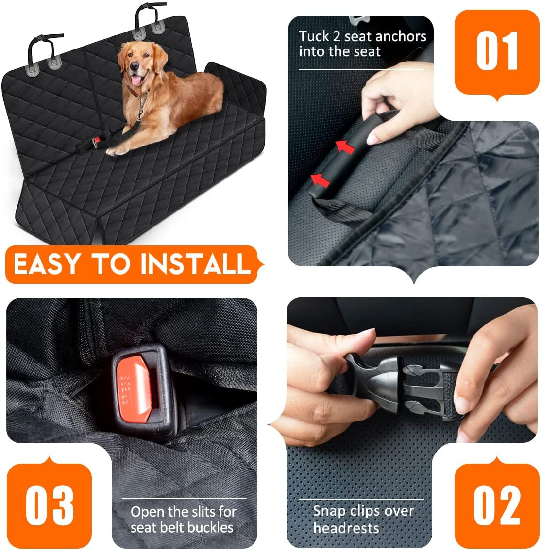 Dog Car Seat Cover – Waterproof, Non-Slip Back Seat Protector for Cars, Trucks & SUVs