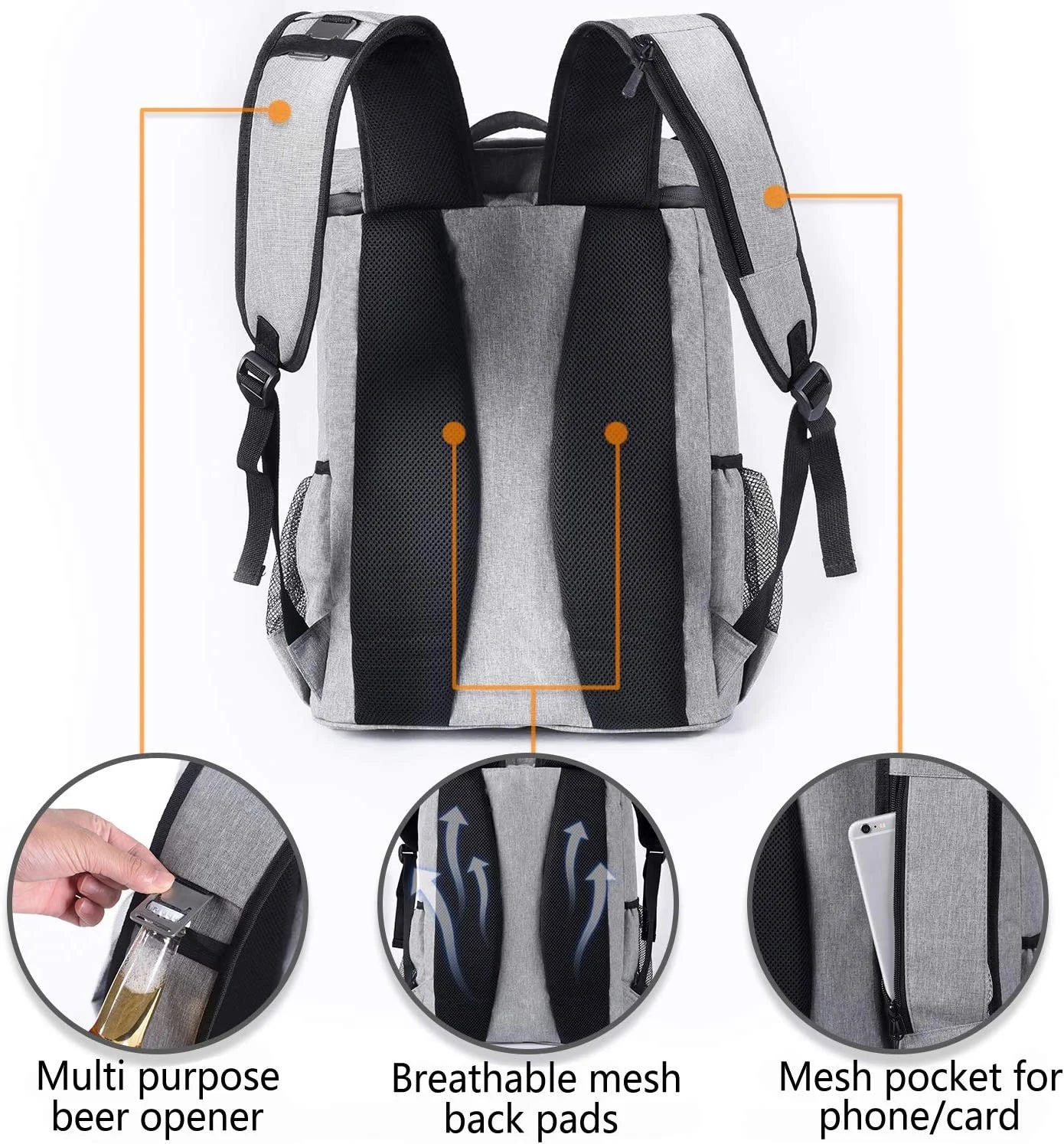 Leakproof Insulated Backpack Cooler – Waterproof, Lightweight Cooler Bag (Holds Up to 30 Cans)