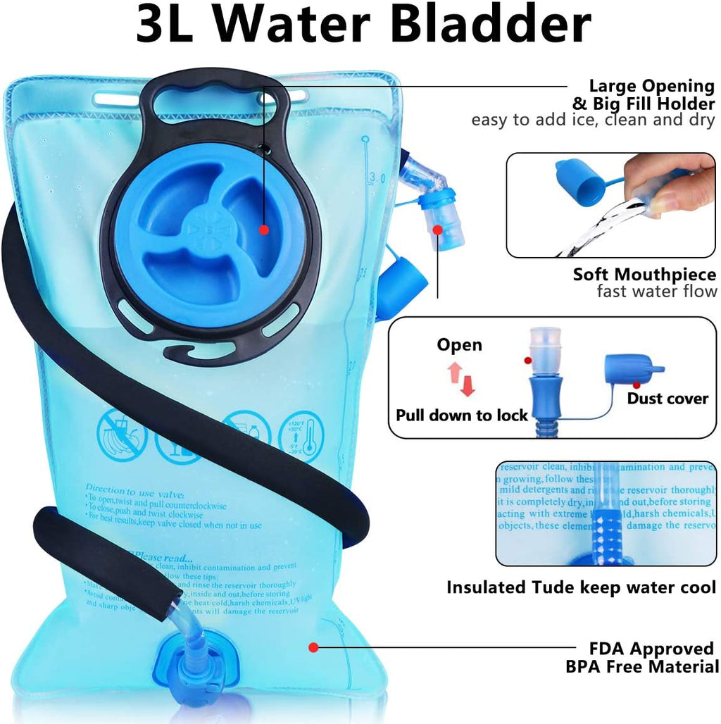 Insulated Hydration Backpack with 3L Water Bladder – Leakproof, BPA-Free & Cooling for Outdoor Adventures